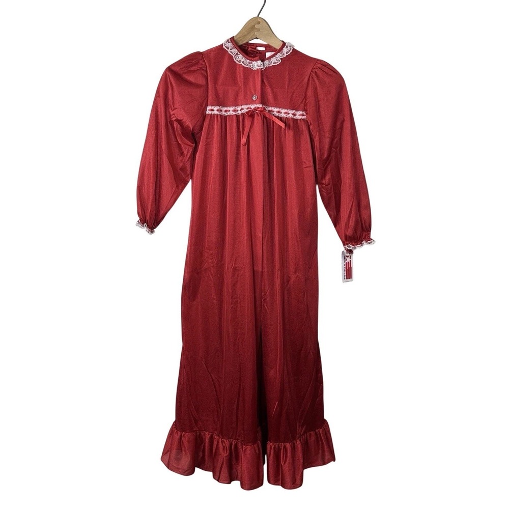NWT Laura Dare Girl's 10 Red Christmas Valentine's‎ Long Nightgown 2 PC Set USA